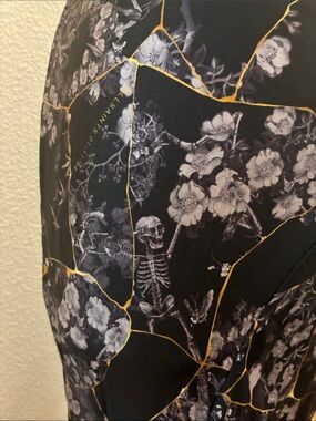 AllSaints ‘94 Vintage Black Floral Skeleton Patchwork asymmetrical hem Skirt Sz4